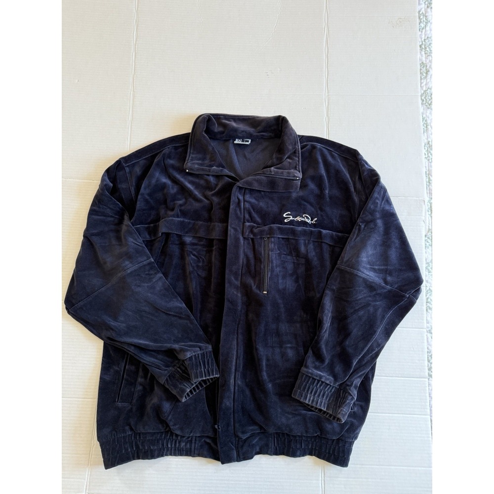 Vintage South Pole men's navy blue velour zip up jacket size XL